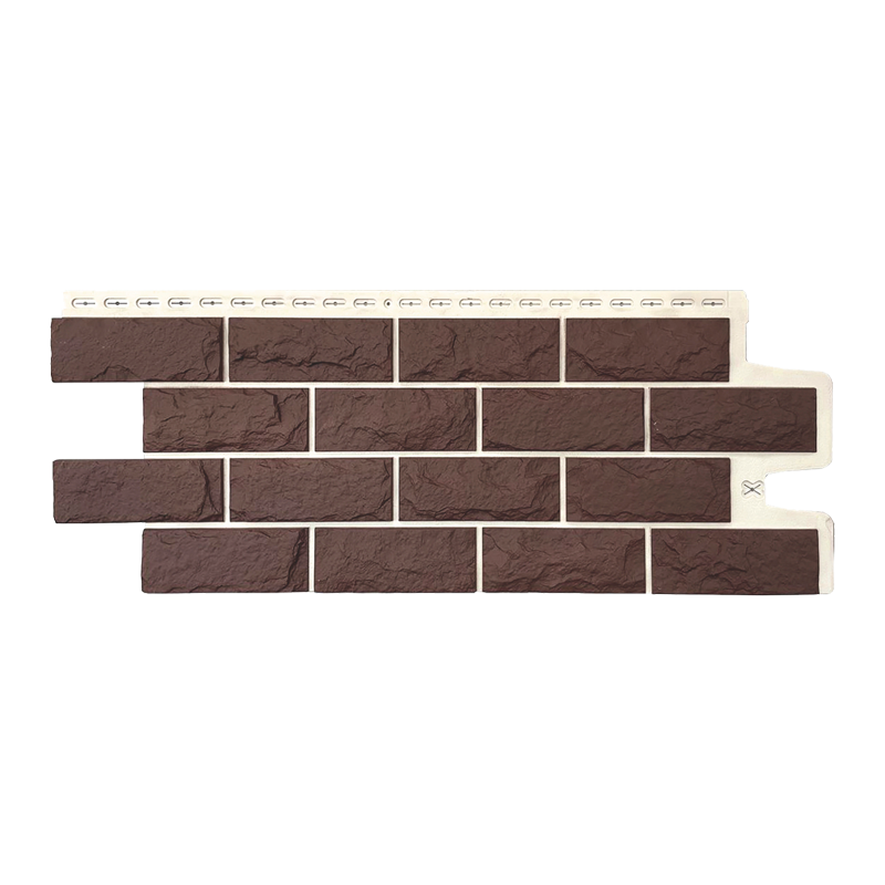 Фасадная панель Grand Line Design Plus Колотый камень Каштан шов белый